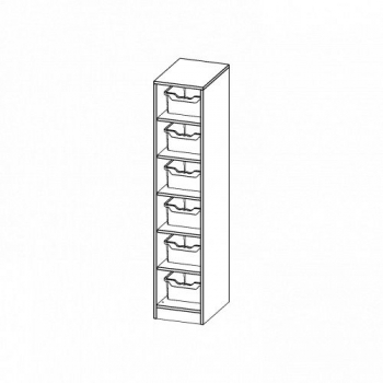 Regal mit 6 hohen Ergo Tray Boxen, B/H/T: 36,1x172x50 cm