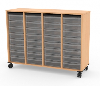 Materialcontainer fahrbar mit 4 x 8 flachen Modulboxen