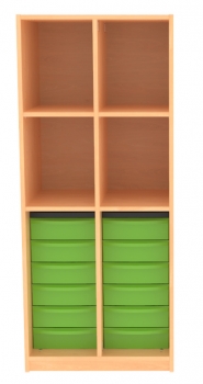 Materialregal mit 12 flachen Schubladen, BxHxT 64x152x50 cm