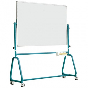 Drehtafel fahrbar Whiteboard doppelseitig, 150x100 cm mit Rundrohrgestell