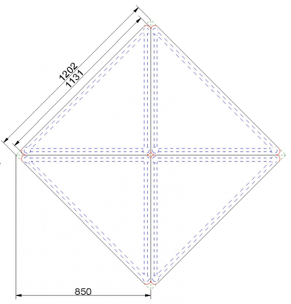 Pythagoras Dreieckstisch 120 x 85 x 85, Vollkernplatte