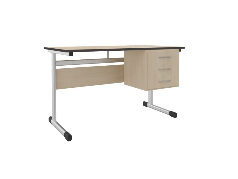 Lehrertisch 130x65 cm, Unterschrank mit 3 Schubladen abschließbar