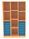 Materialregal mit 12 flachen Schubladen, BxHxT 95x152x50 cm